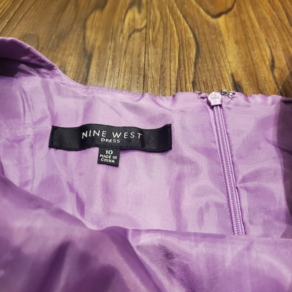 Nine West Purple Dress Mini Fit Flare Lavender Pockets Cotton Preppy Pastel 10 - Picture 2 of 9